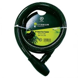 מנעול SIH Titanium לאופניים עם 5 מפתחות באורך 1.8 מטר ועובי 22 מ''מ