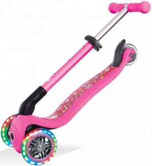 my bike חפשו באתר יש הכל  קורקינט לילדים קורקינט מתקפל עם אורות Globber Junior Fantasy - צבע ורוד בעיצוב פרחוני