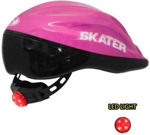 קסדה לילדים עם נצנצץ Skater LED - מידה M - צבע ורוד