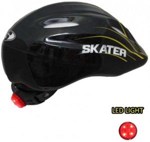 קסדה לילדים עם נצנצץ Skater LED - מידה M - צבע שחור