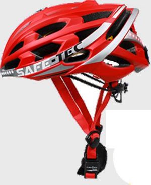 קסדת אופניים חכמה עם איתות ומוזיקה Safe-Tec - צבע אדום / כסוף - מידה L - לא כולל