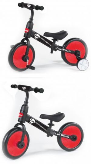 my bike חפשו באתר יש הכל  אופני איזון אופני איזון + גלגלי עזר מתפרקים 2 ב-1 Iam - אדום/שחור